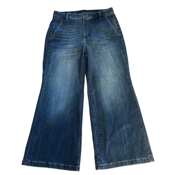 White House Black Market Extra High Rise Curvy Wide Leg Soft Denim Jeans 14S - Picture 3 of 8